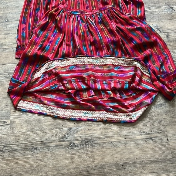 Adolph Schuman for Lilli Ann Women's Red and Colorful Silky 2-Piece Skirt Set - Picture 7 of 9